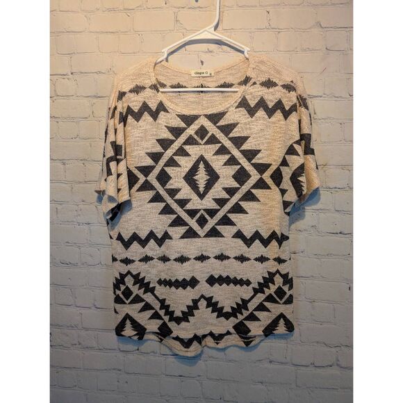 Ginger G loose fit western print knit top medium - Picture 4 of 5